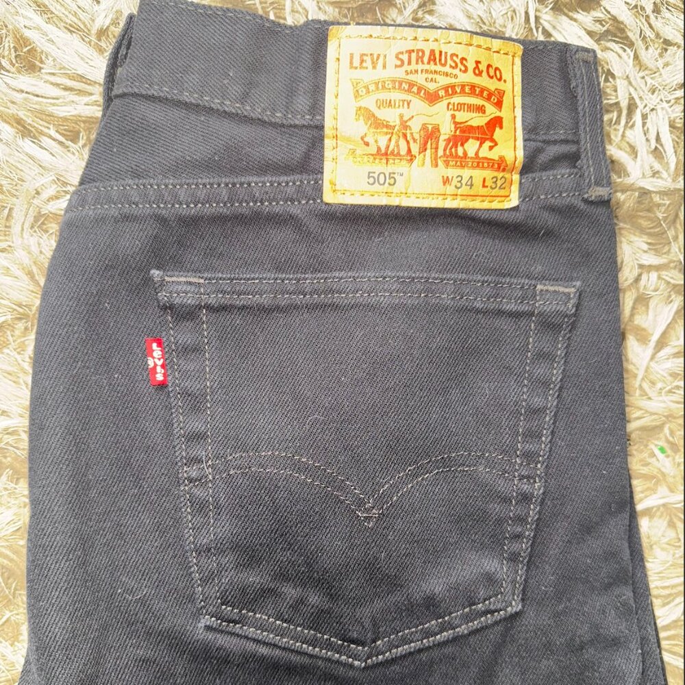 Levi 505 Black Jeans Men Size 34x32